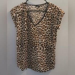 Express Leopard Print Cap Sleeve Blouse